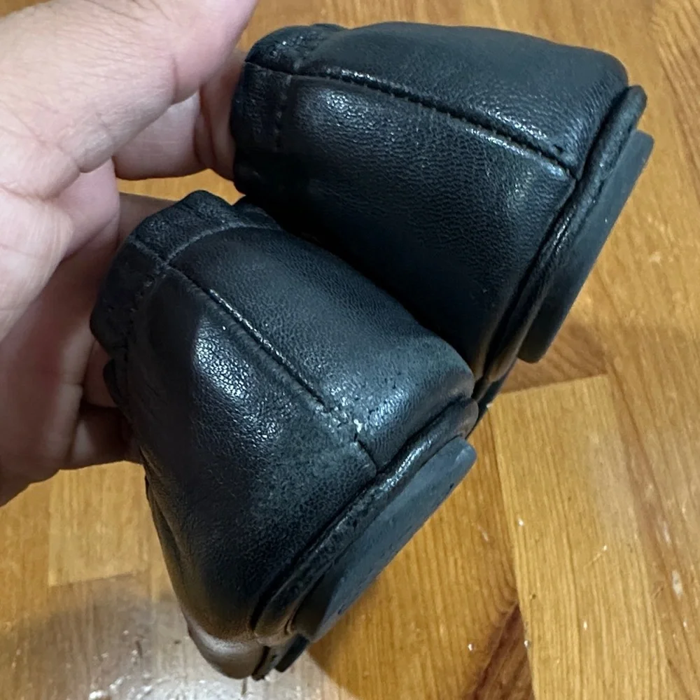 Tory Burch Black Leather Flats with Logo Size 5.5